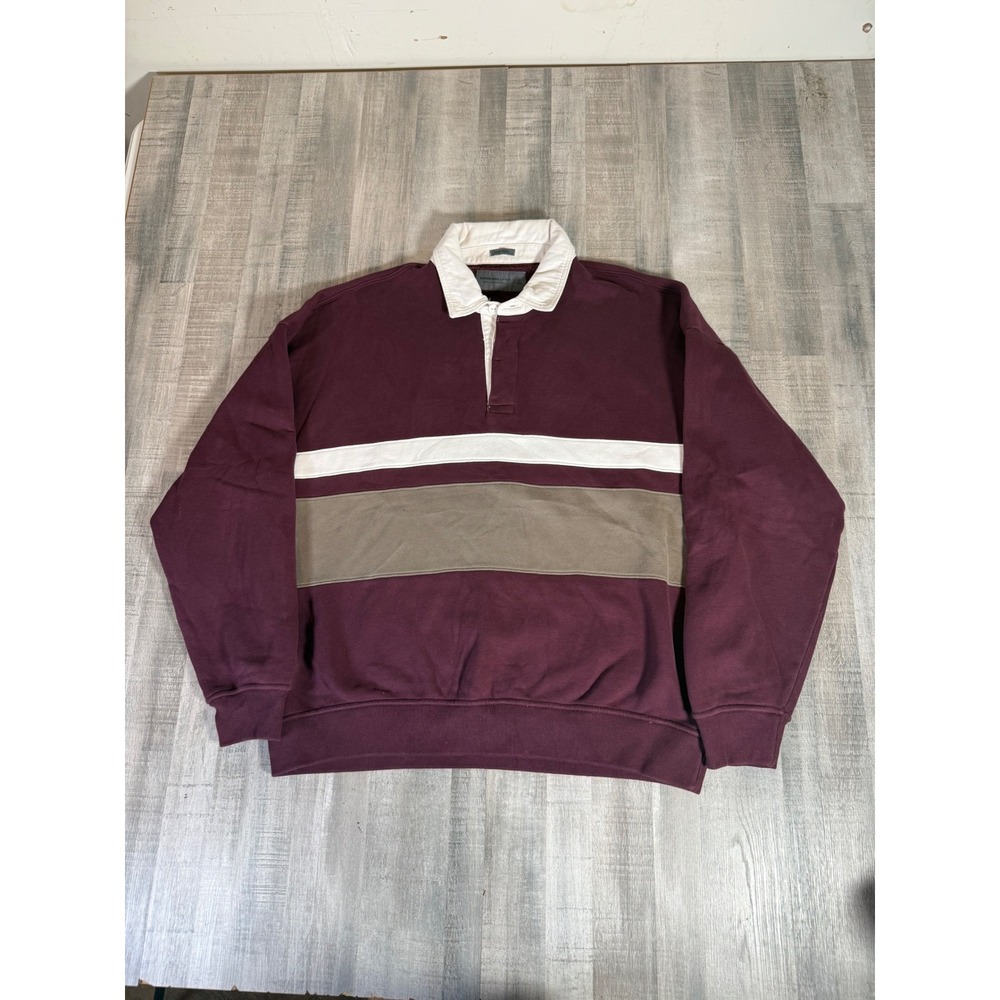 Abercrombie & Fitch Soft A&F Essentials Oversized Rugby Sweatshirt Burgundy L